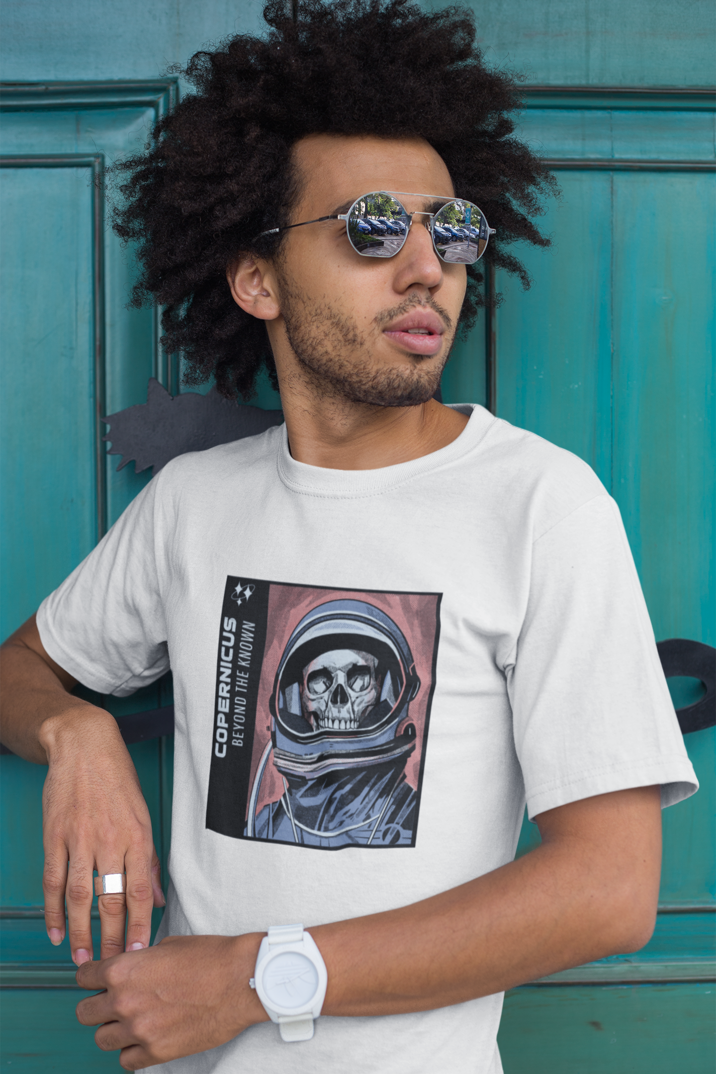Premium Cotton White Graphic T-Shirt for Men - Beyond the Known (Space) - Emonke Store