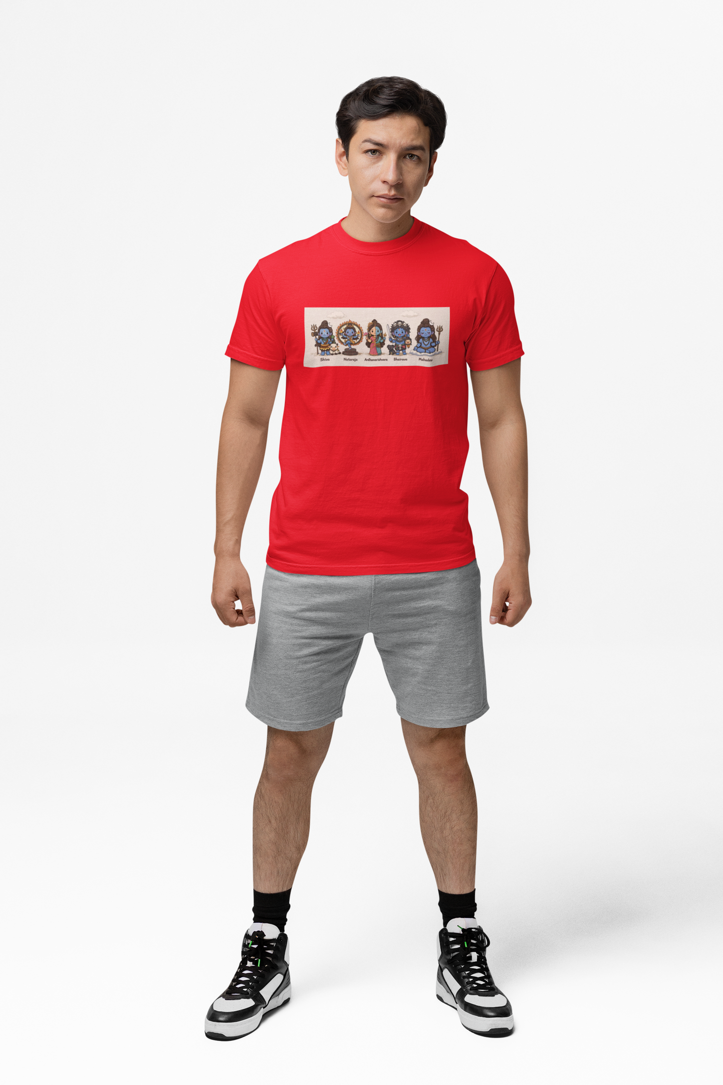 Graphic T-Shirt for Men | Premium Cotton | Shiva & Shakti Print | Regular Fit | White, Black, Red & Yellow