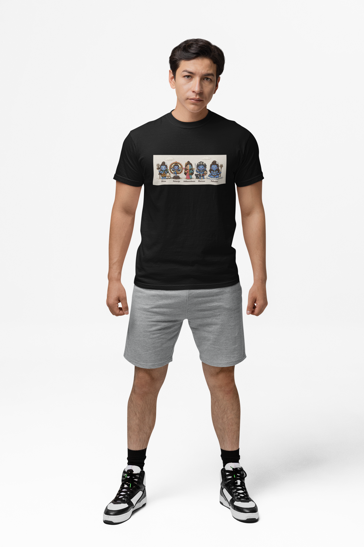 Graphic T-Shirt for Men | Premium Cotton | Shiva & Shakti Print | Regular Fit | White, Black, Red & Yellow