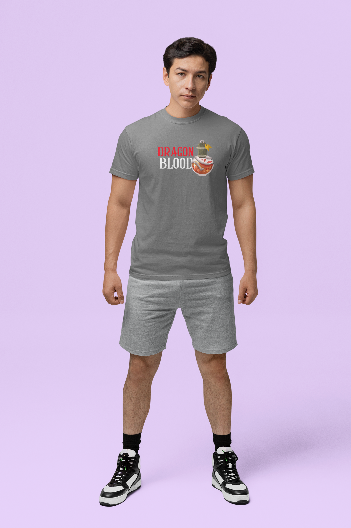 Premium Cotton Grey Graphic T-Shirt for Men - Dragon Blood - Emonke Store
