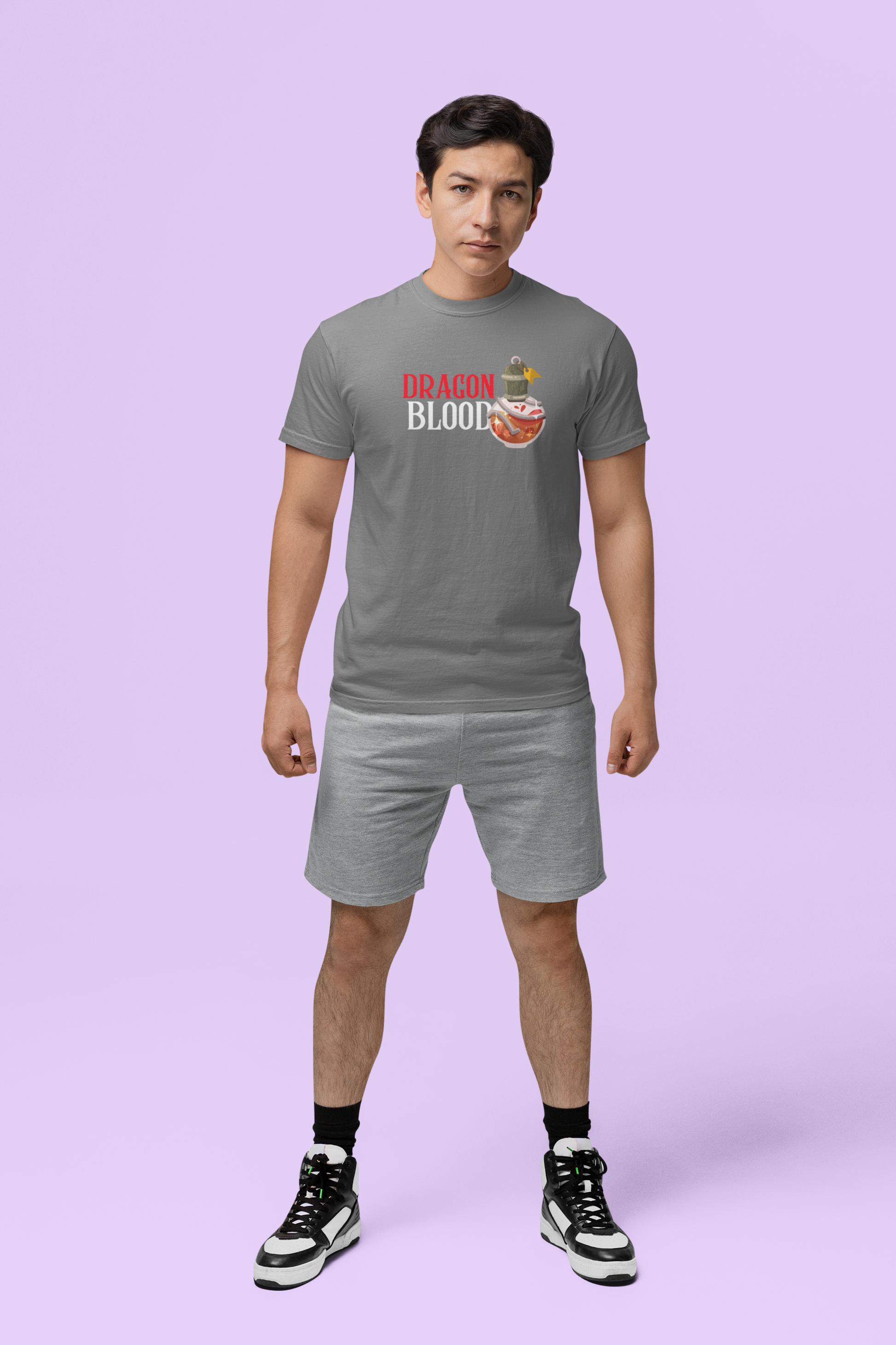 Premium Cotton Grey Graphic T-Shirt for Men - Dragon Blood - Emonke Store