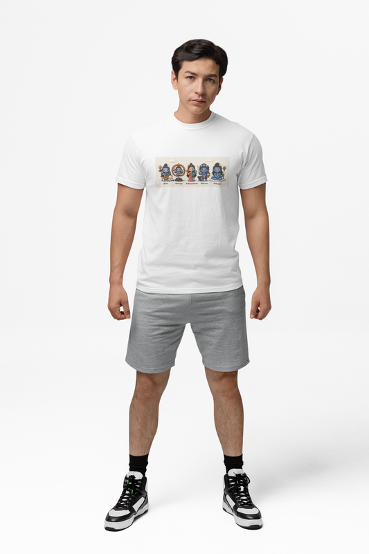 Graphic T-Shirt for Men | Premium Cotton | Shiva & Shakti Print | Regular Fit | White, Black, Red & Yellow