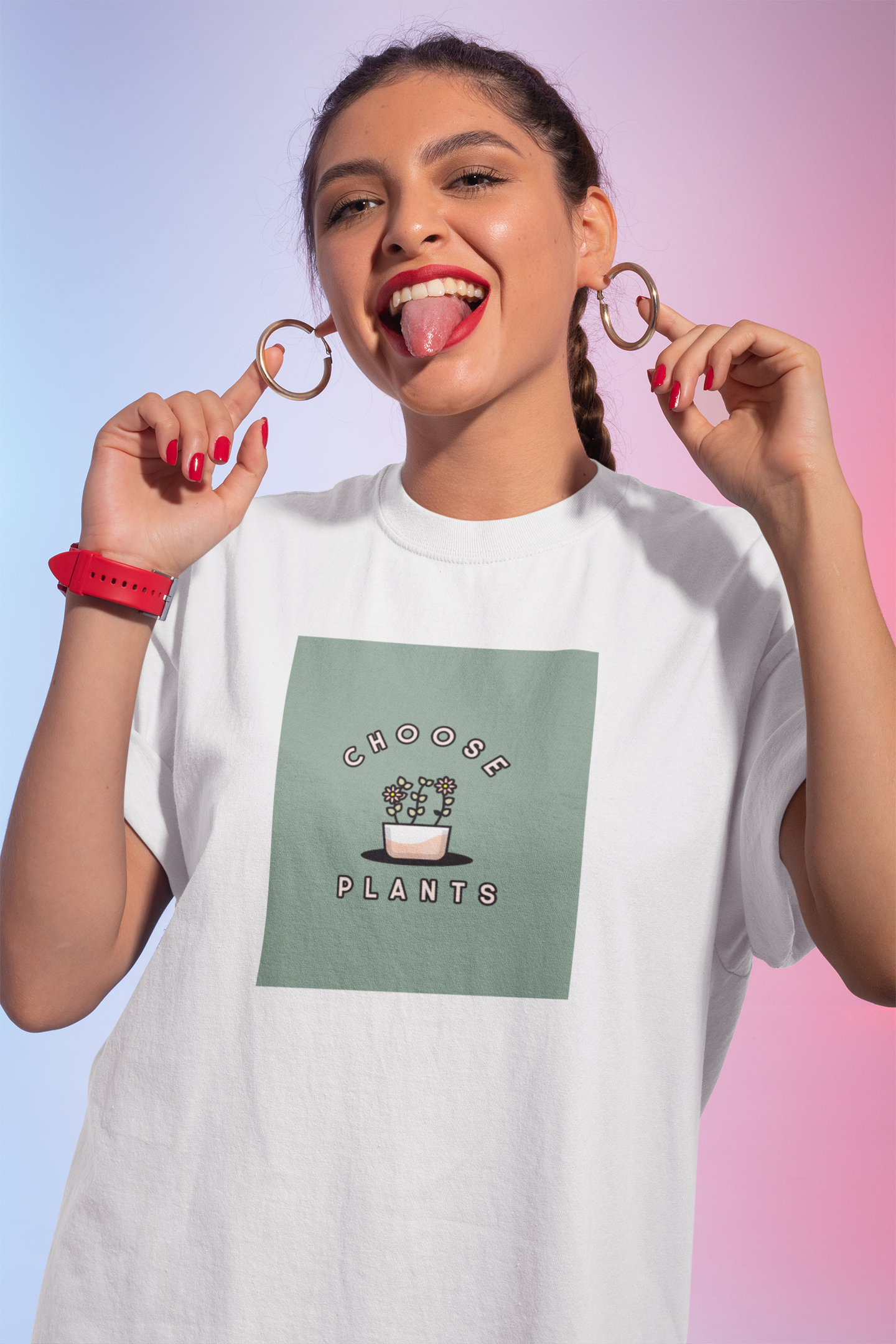 Premium Cotton White Graphic T-Shirt for Women - Plant Lover - Emonke Store