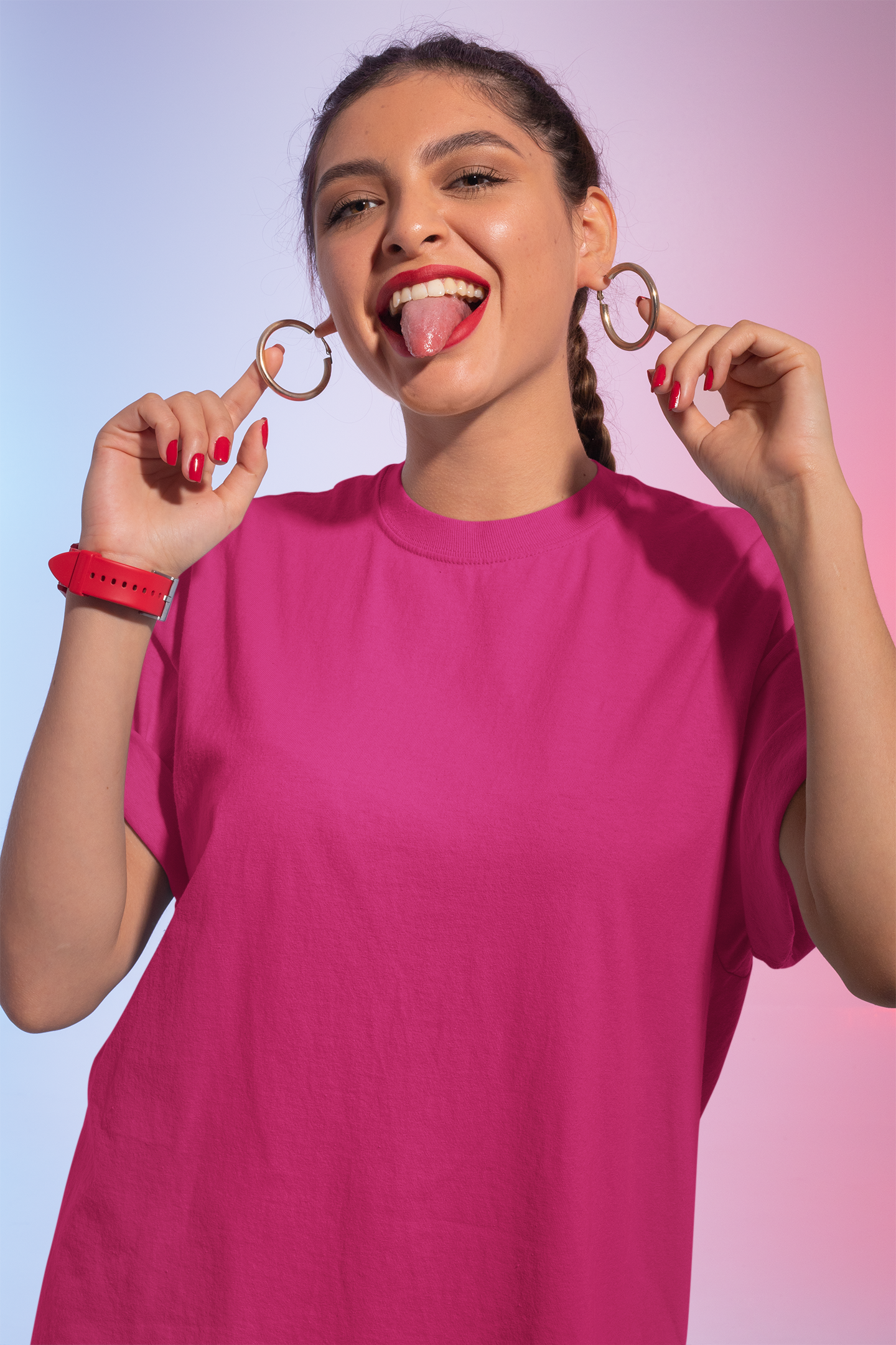 Premium Cotton Magenta Hot Pink T-Shirt | Women - Emonke Store
