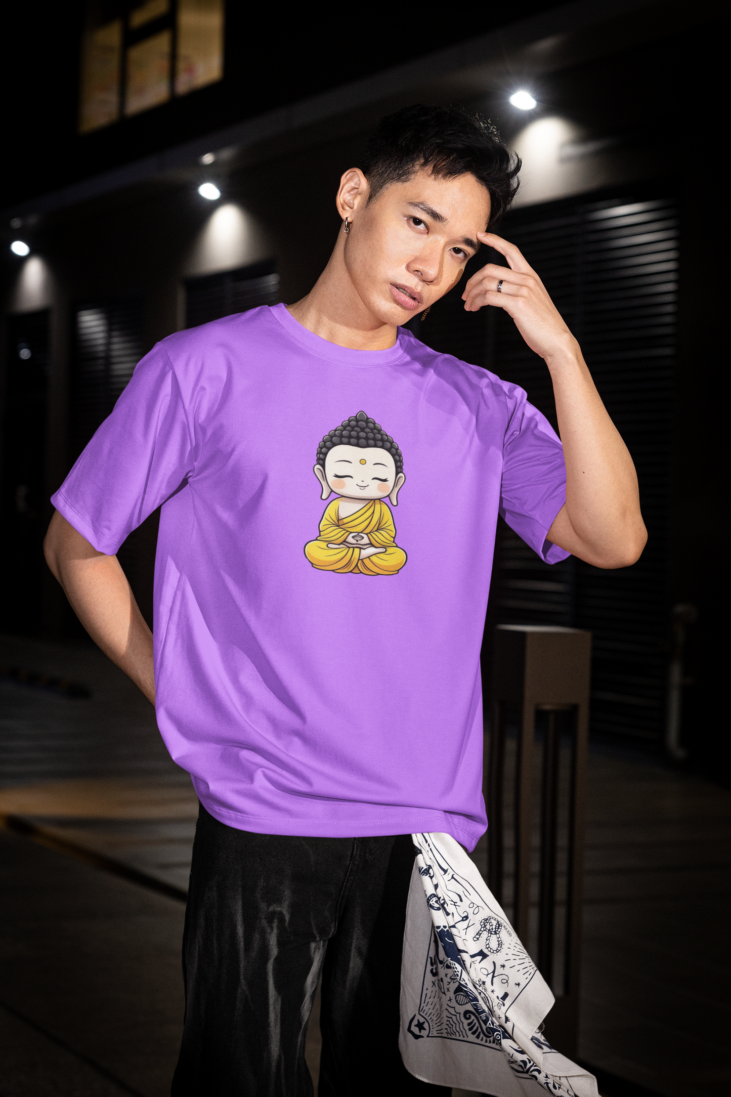 Emonke Oversized Lavender Graphic T-Shirt for Men – Buddha