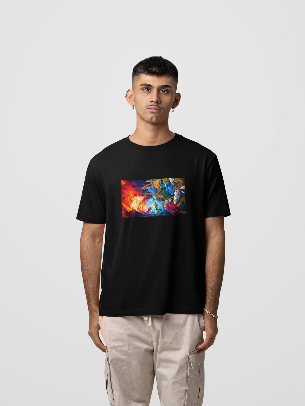 Graphic T-Shirt for Men | Premium Cotton | Tridev Print | Regular Fit