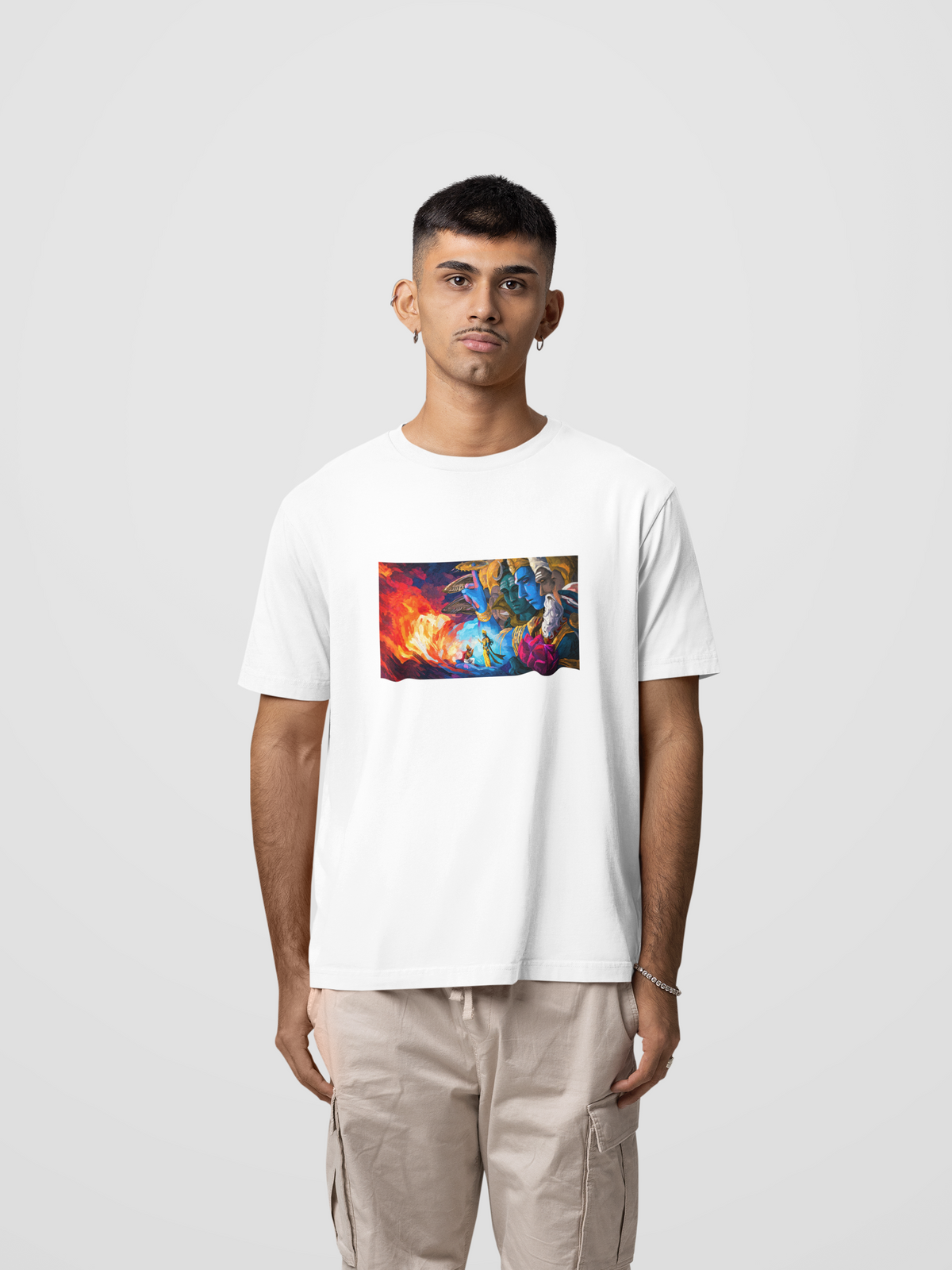 Graphic T-Shirt for Men | Premium Cotton | Tridev Print | Regular Fit