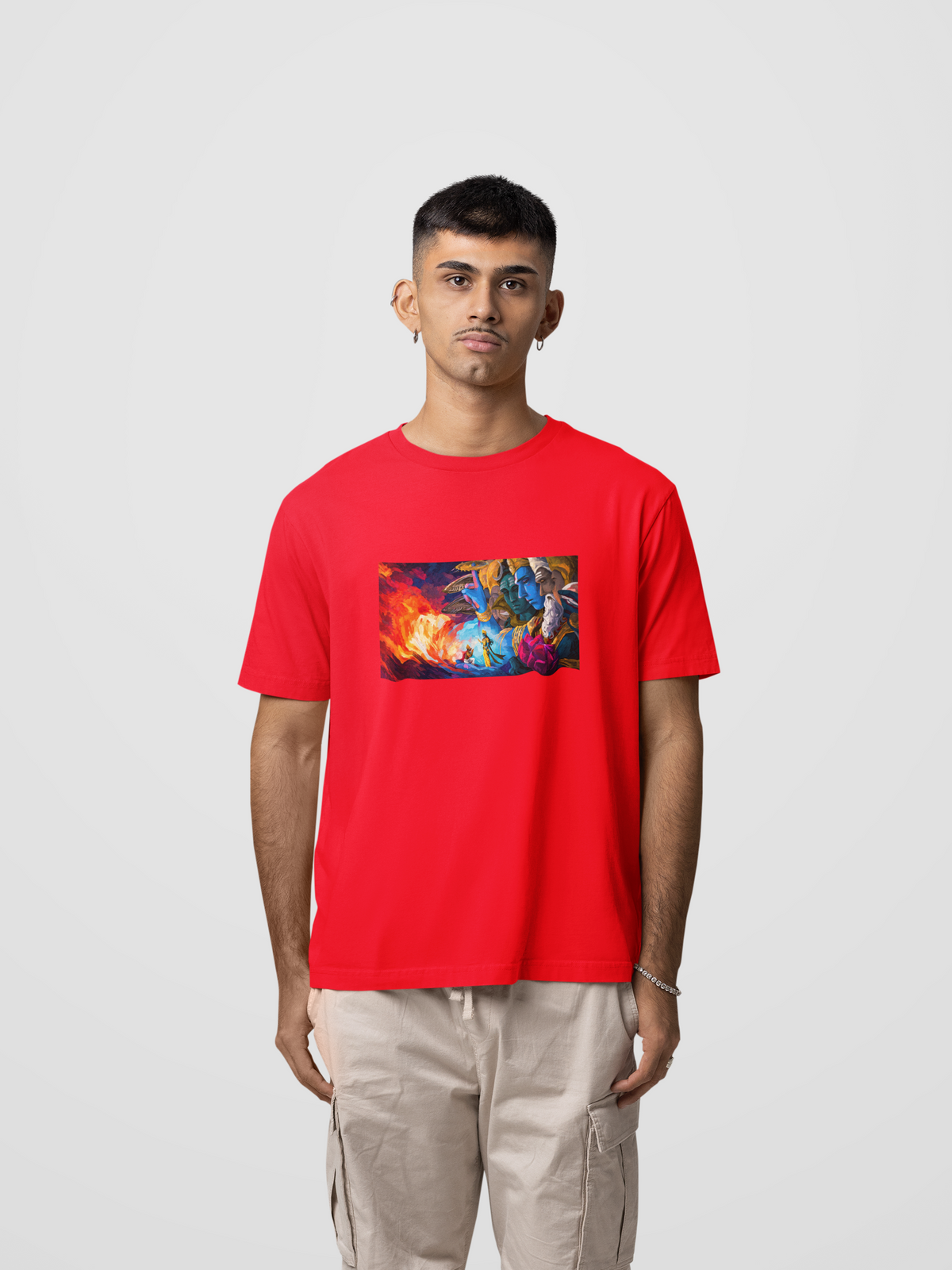 Graphic T-Shirt for Men | Premium Cotton | Tridev Print | Regular Fit