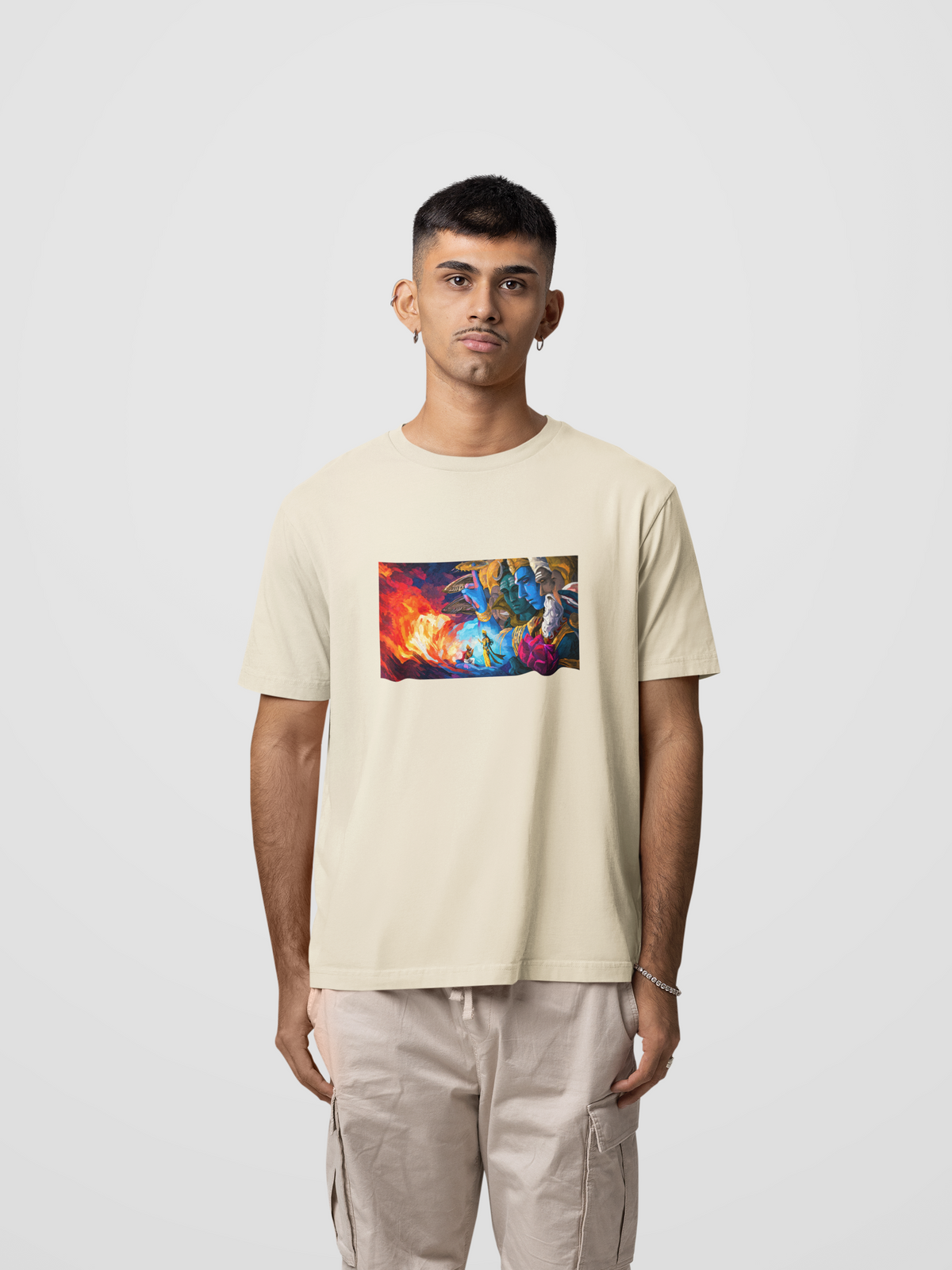 Graphic T-Shirt for Men | Premium Cotton | Tridev Print | Regular Fit