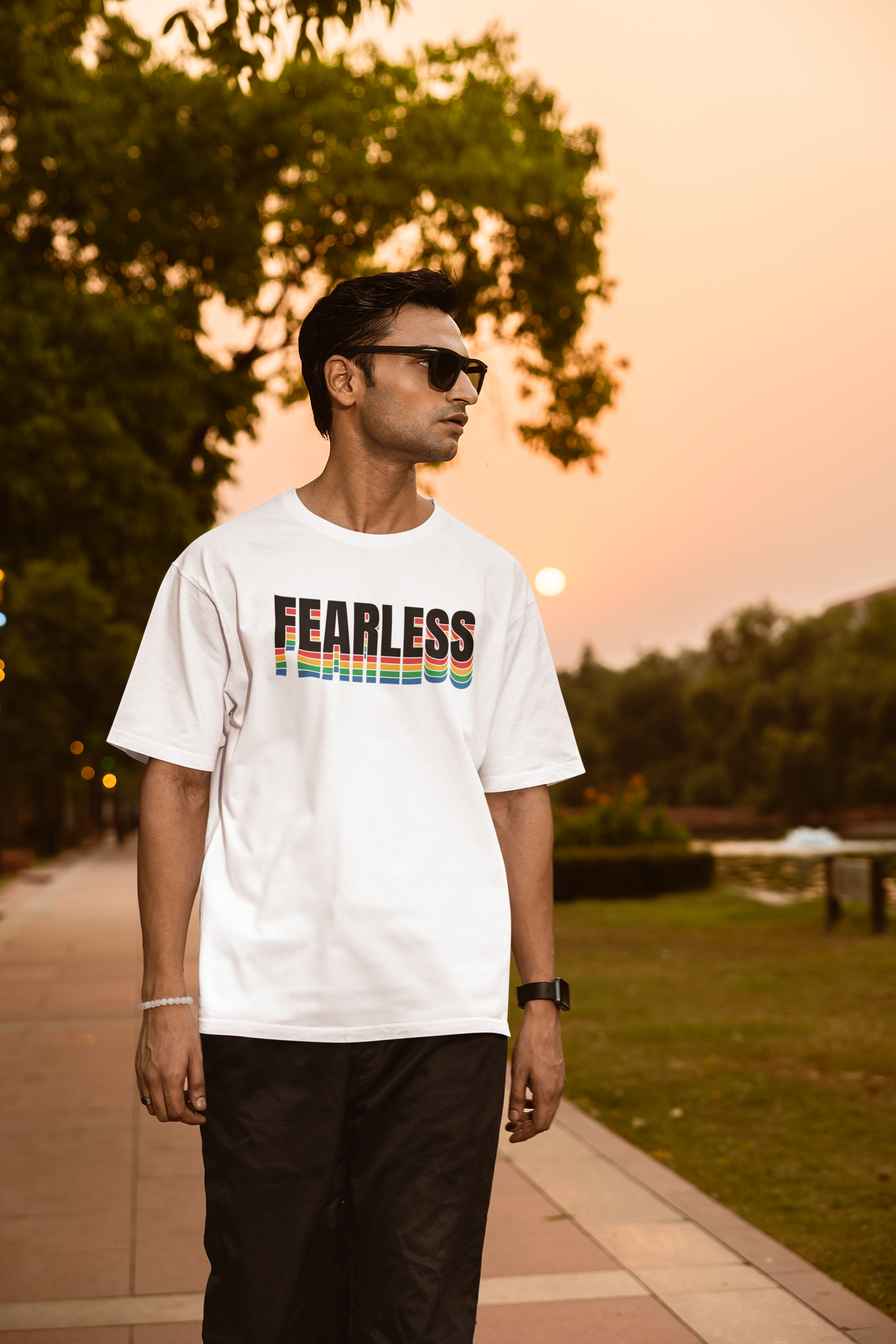 Emonke Oversized White Graphic T-Shirt for Men – Fearless - Emonke Store