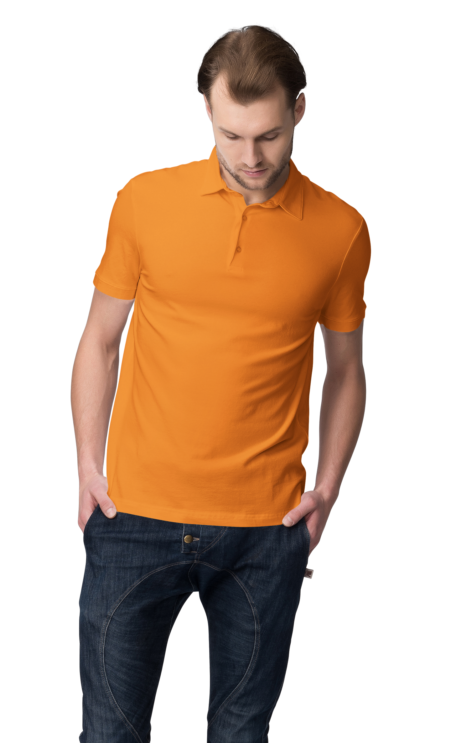 Orange Polo T-Shirt for Men | 220 GSM Premium Cotton | Classic Collar | Regular Fit - Emonke Store