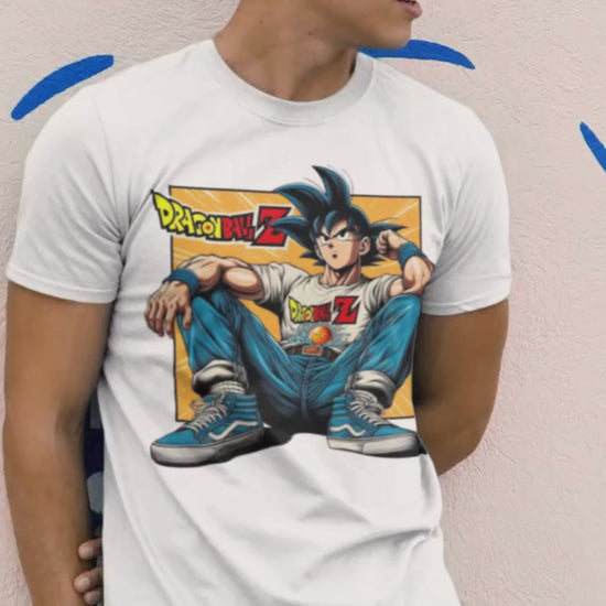 Premium Cotton White Graphic T-Shirt - Goku - Emonke Store