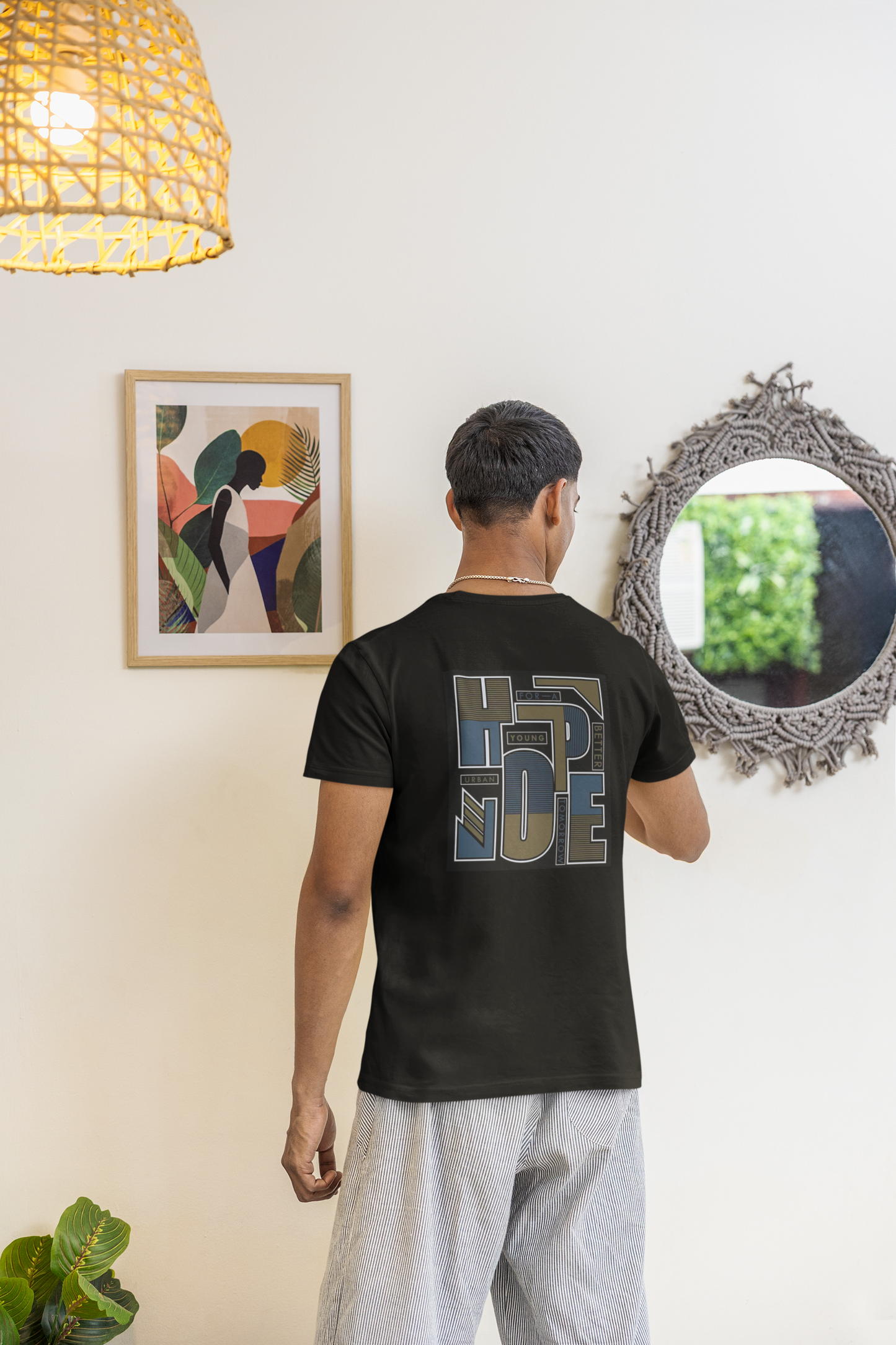 Premium Cotton Black Graphic T-Shirt - Hope (Both side) - Emonke Store