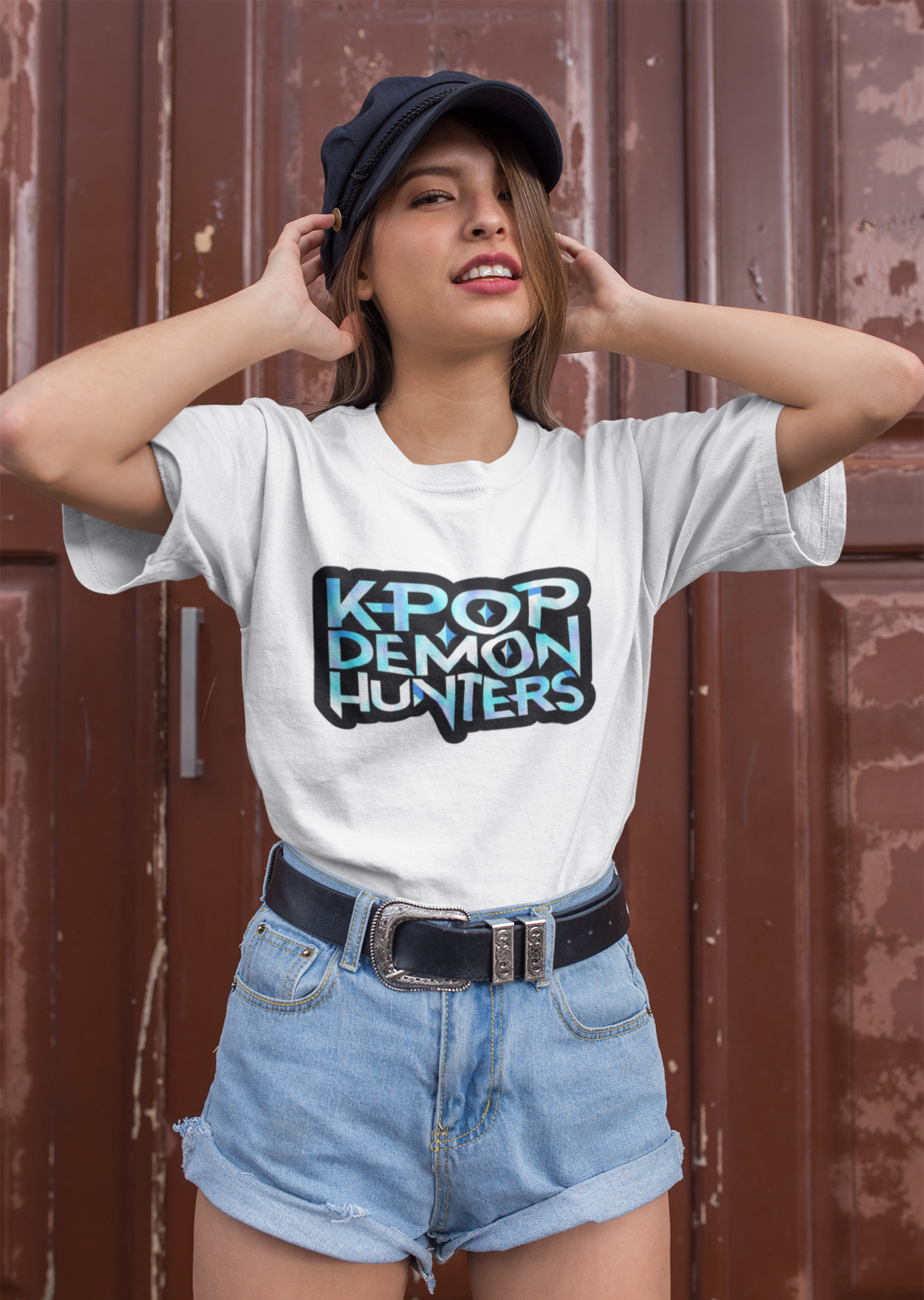 Premium Cotton White Graphic T-Shirt for Women - K-Pop Demon Hunters