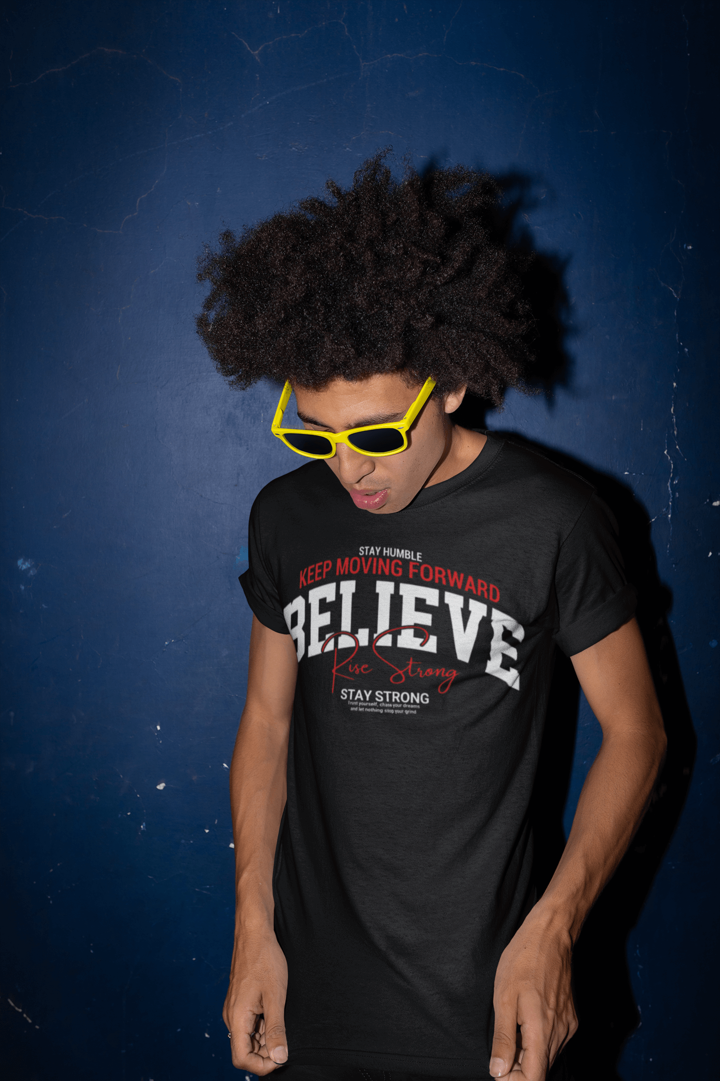 Premium Cotton Black Graphic T-Shirt for Men - Believe - Emonke Store