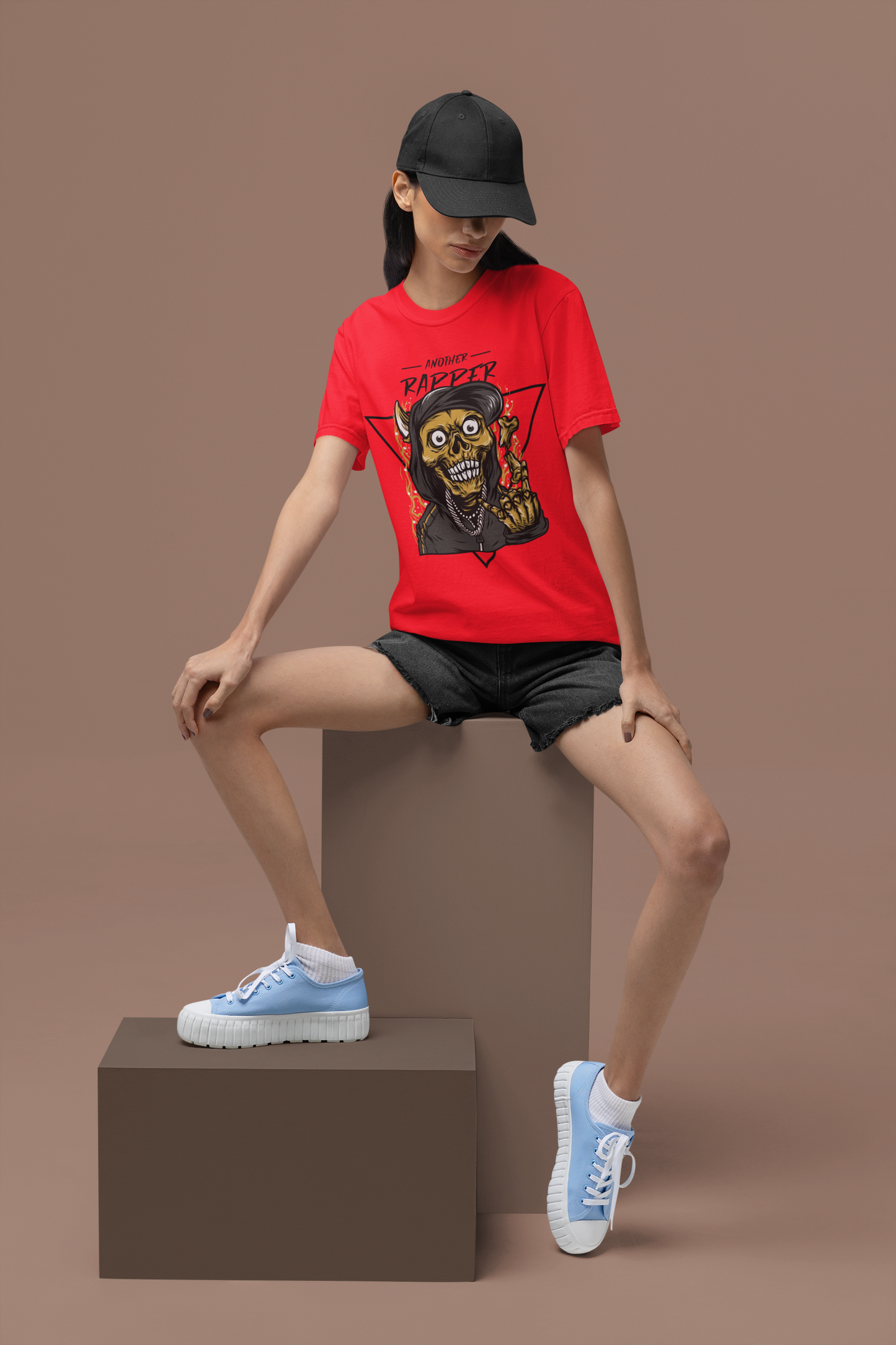 Premium Cotton Red Graphic T-Shirt for Women - Rapper - Emonke Store