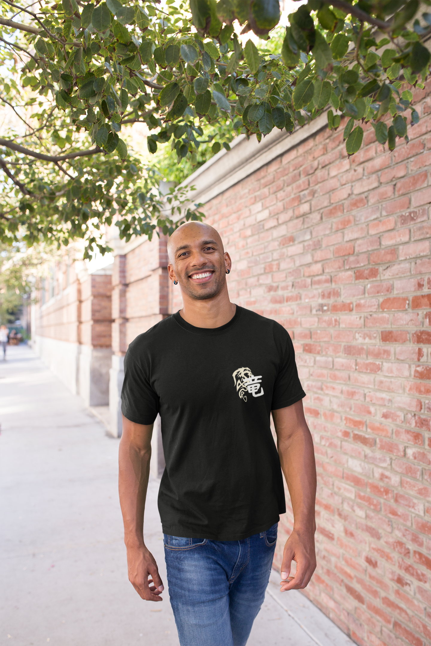 Black Graphic T-Shirt for Men | Premium Cotton | Dragon DTG Print | Regular Fit - Emonke Store