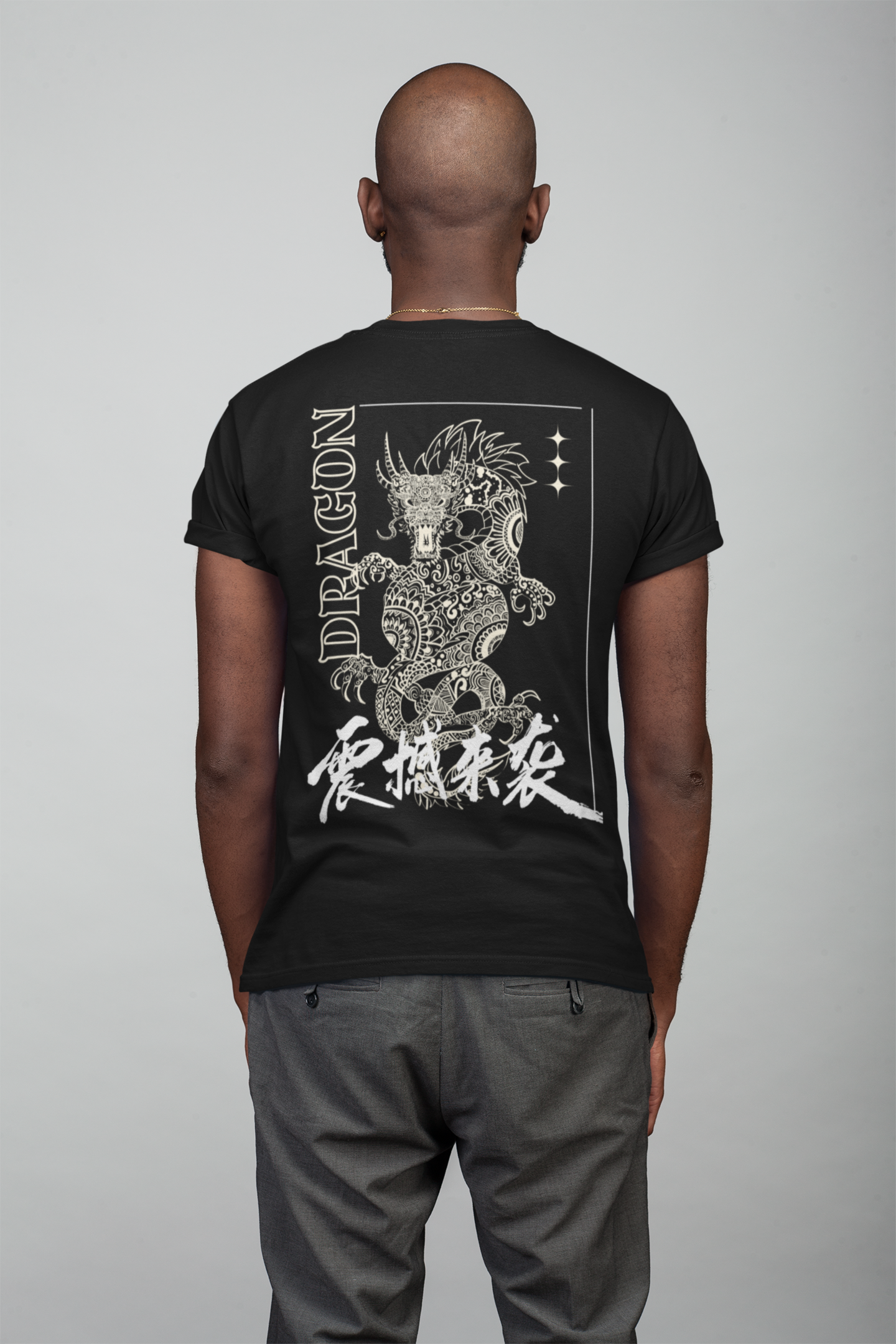 Black Graphic T-Shirt for Men | Premium Cotton | Dragon DTG Print | Regular Fit - Emonke Store