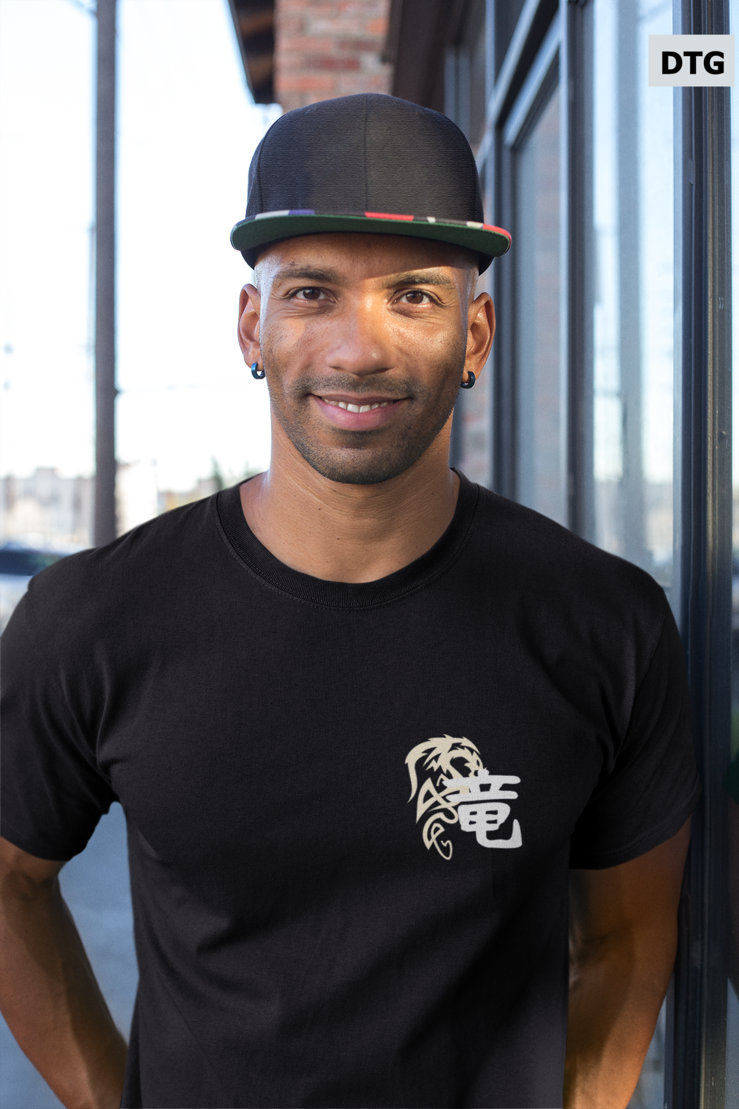 Black Graphic T-Shirt for Men | Premium Cotton | Dragon DTG Print | Regular Fit - Emonke Store