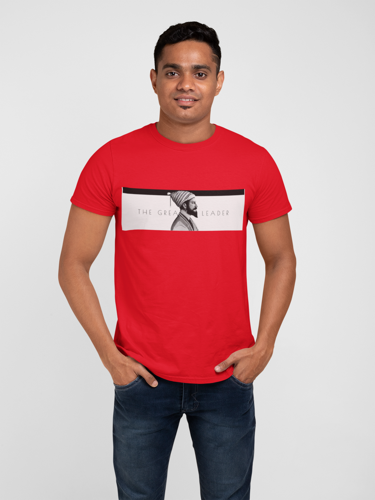 Graphic T-Shirt for Men | Premium Cotton | The Great Leader - Shivaji Print | Regular Fit