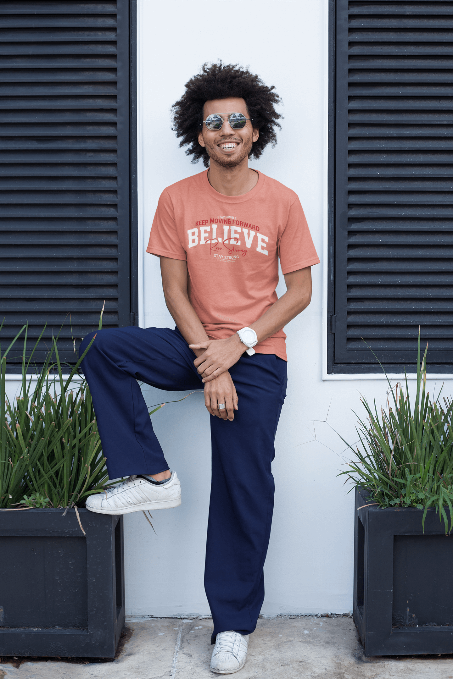 Premium Cotton Peach Graphic T-Shirt for Men - Believe - Emonke Store