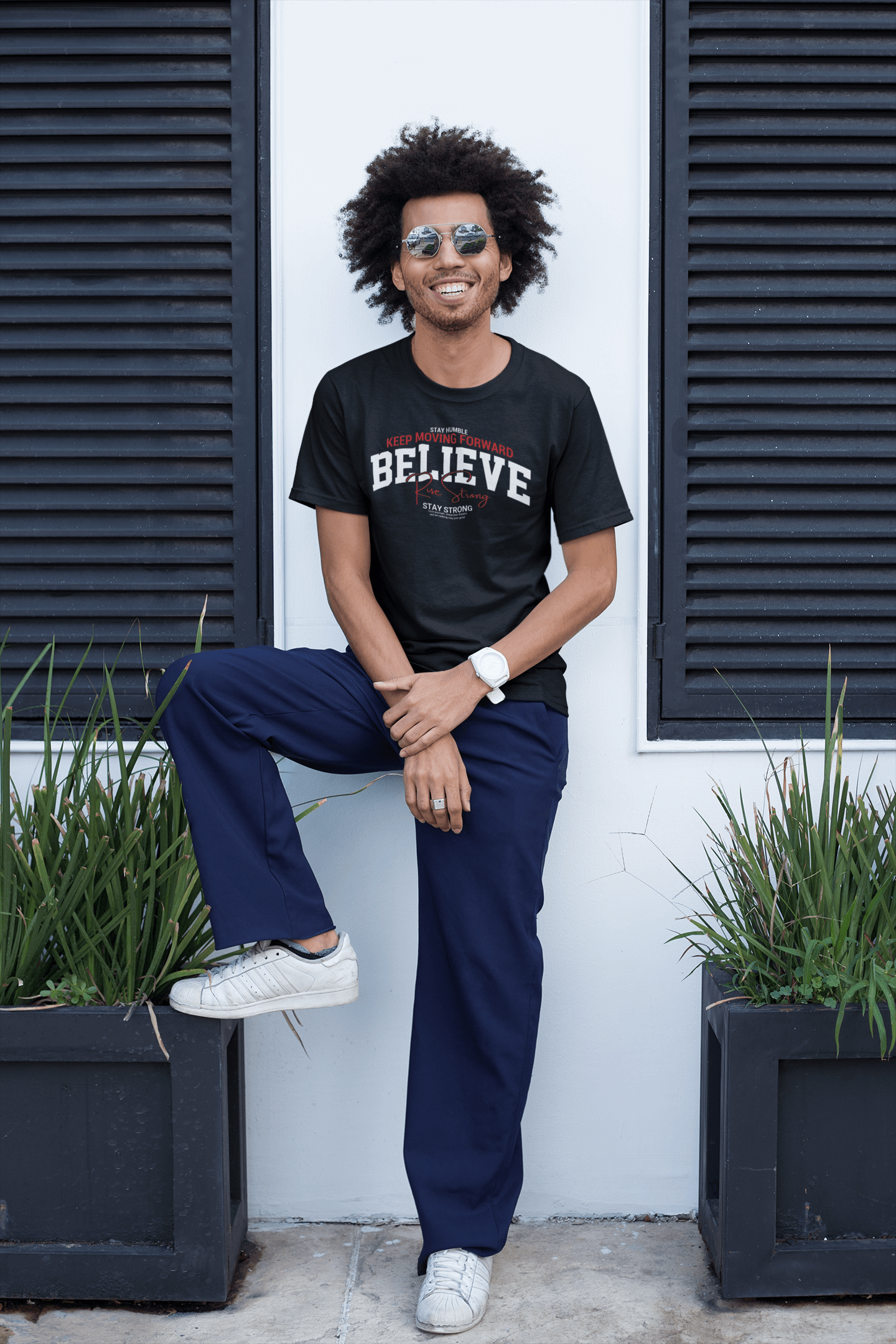 Premium Cotton Black Graphic T-Shirt for Men - Believe - Emonke Store