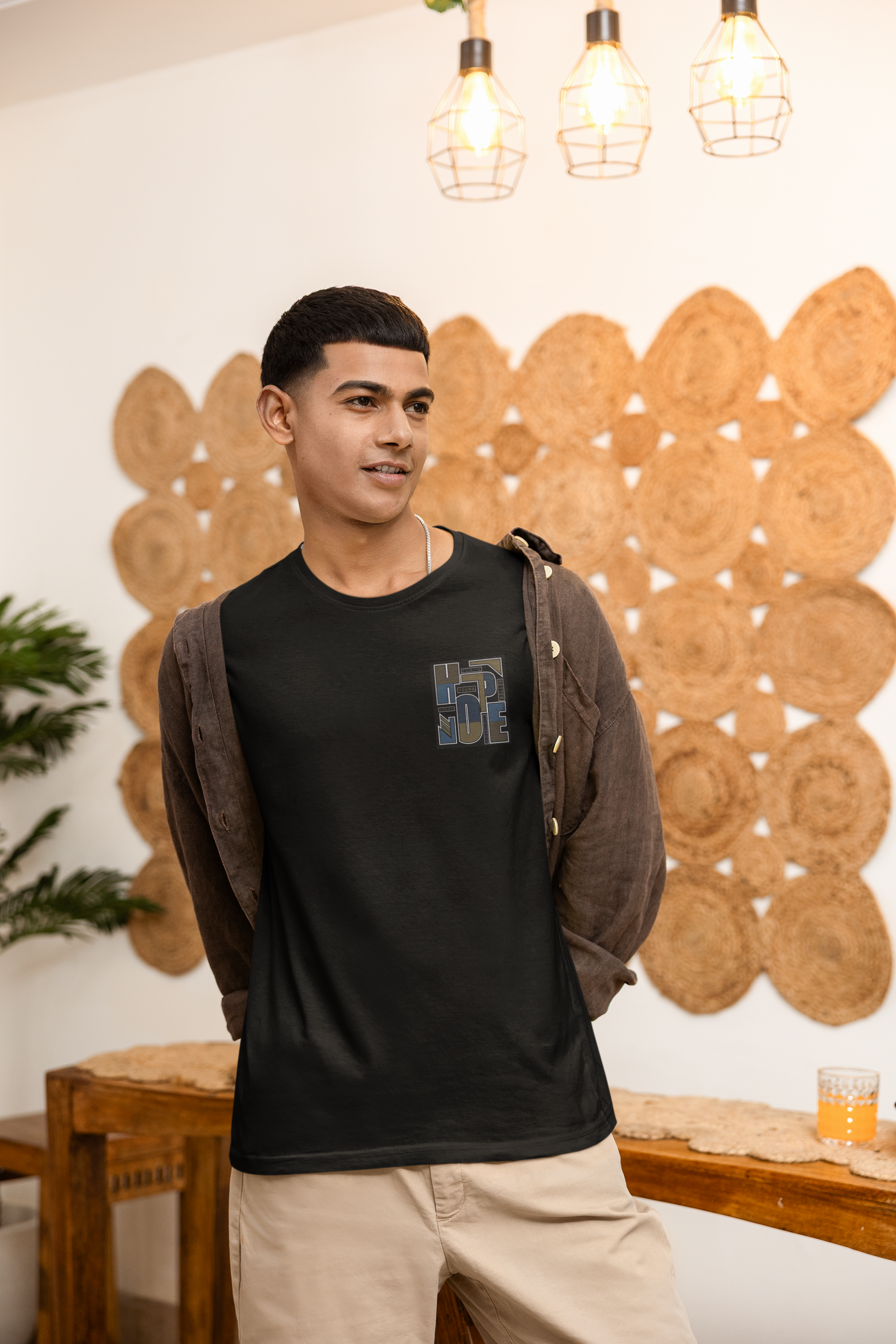 Premium Cotton Black Graphic T-Shirt - Hope (Both side) - Emonke Store