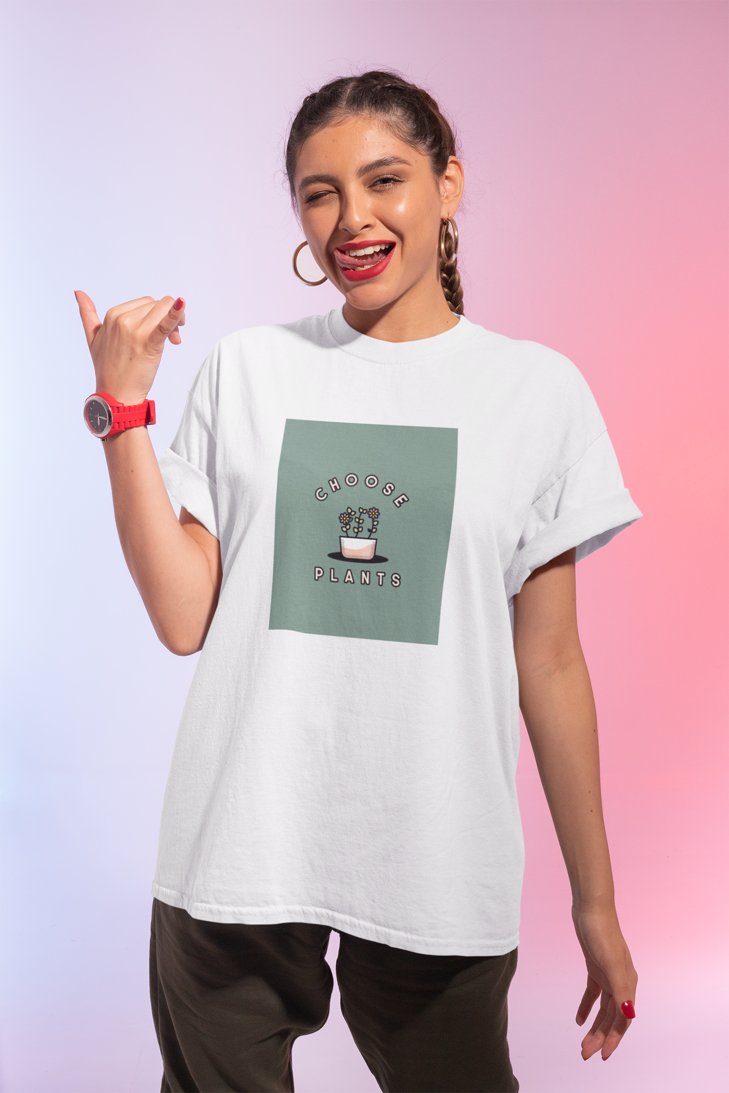 Premium Cotton White Graphic T-Shirt for Women - Plant Lover - Emonke Store