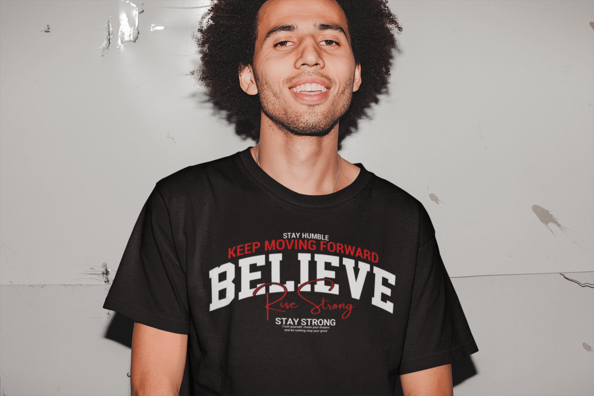 Premium Cotton Black Graphic T-Shirt for Men - Believe - Emonke Store