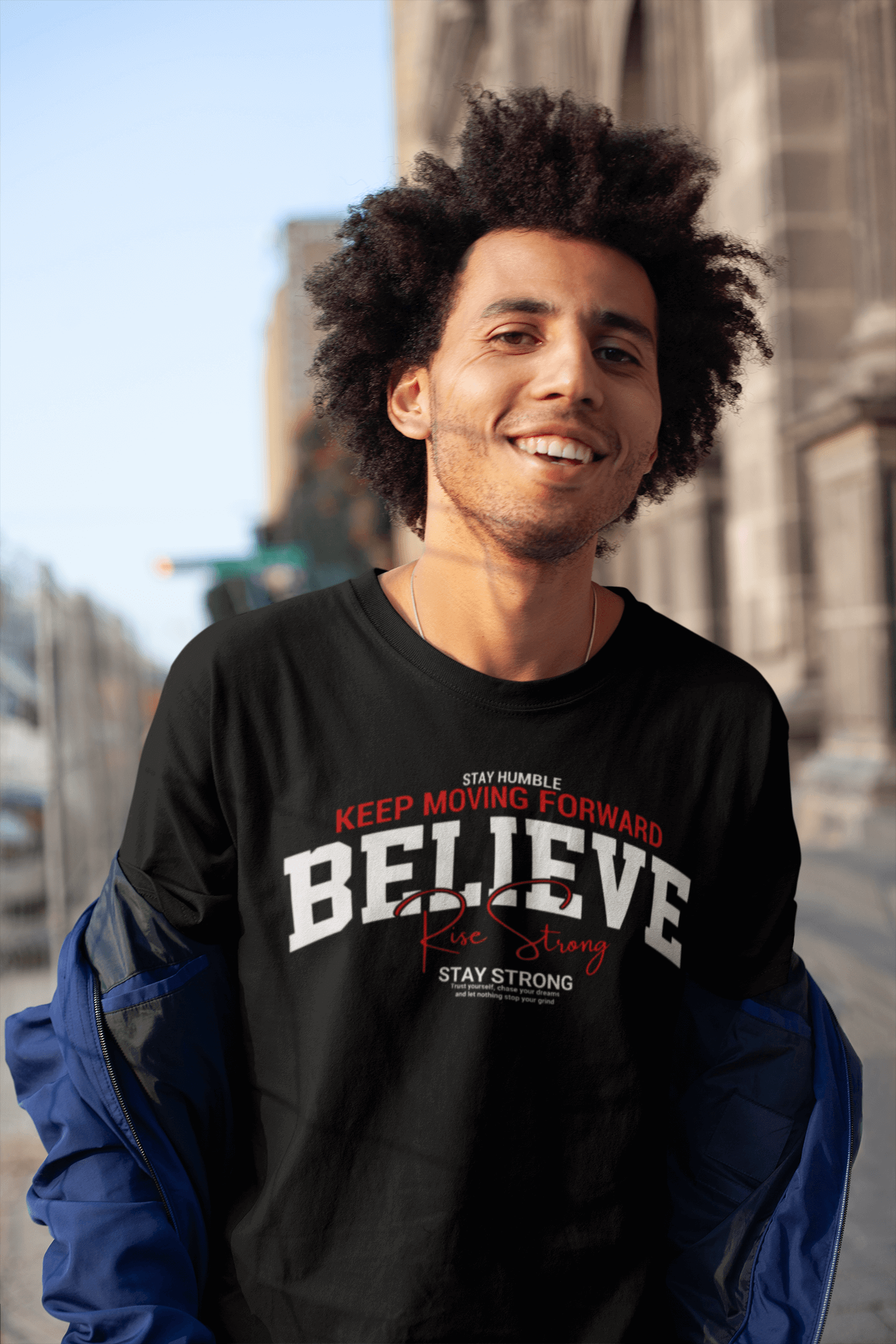 Premium Cotton Black Graphic T-Shirt for Men - Believe - Emonke Store