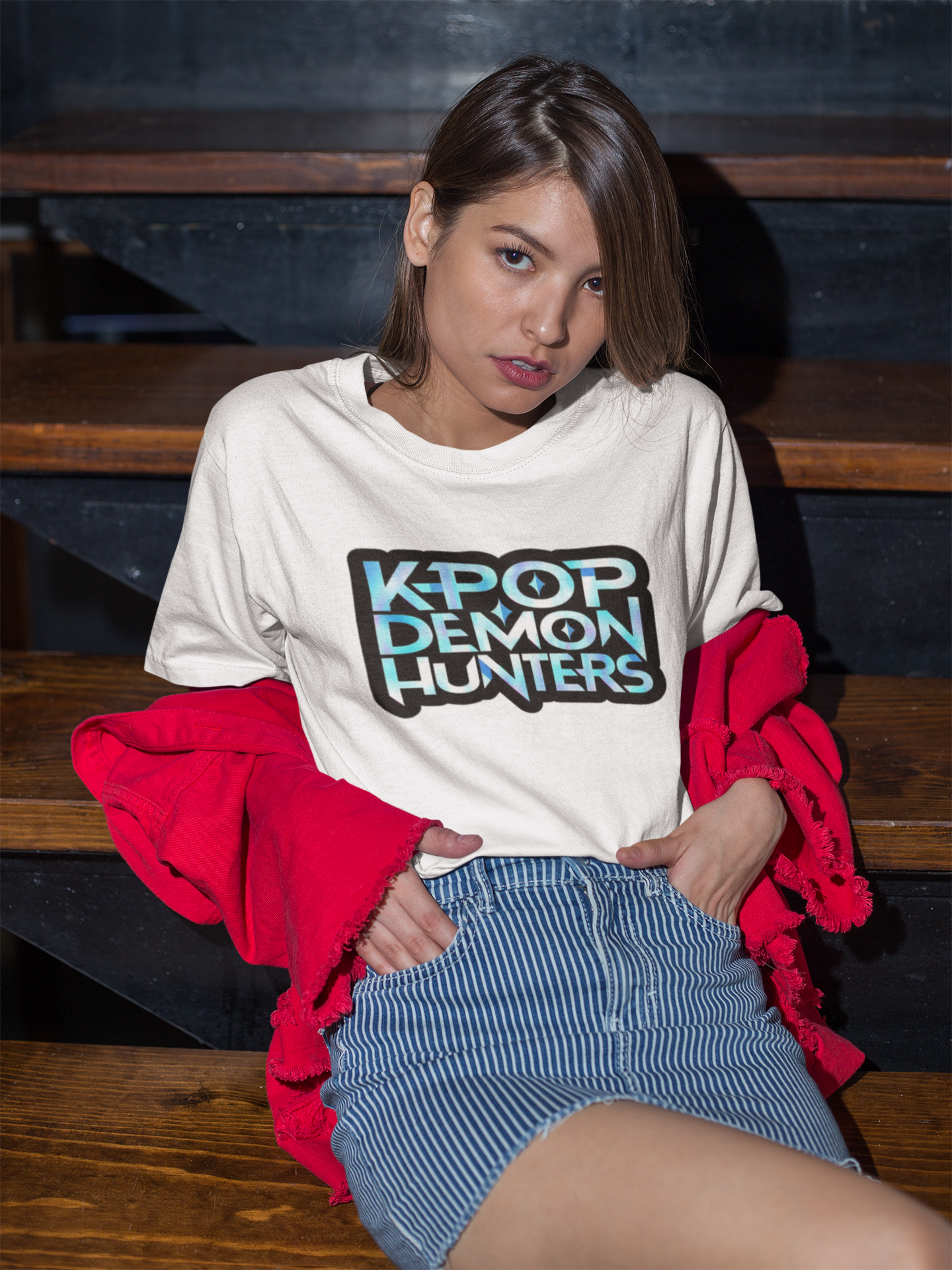 Premium Cotton White Graphic T-Shirt for Women - K-Pop Demon Hunters